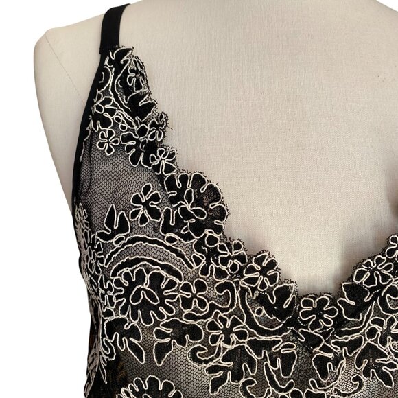 Babaton Aritzia Sheer Mesh Floral Lace Cami Tank Whimsigoth Dark Fairy Sexy Sz M - Picture 4 of 15